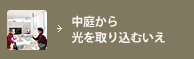 中庭から光を取り込むいえ